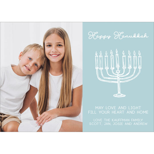 Sketched Menorah Hanukkah Photo Cards